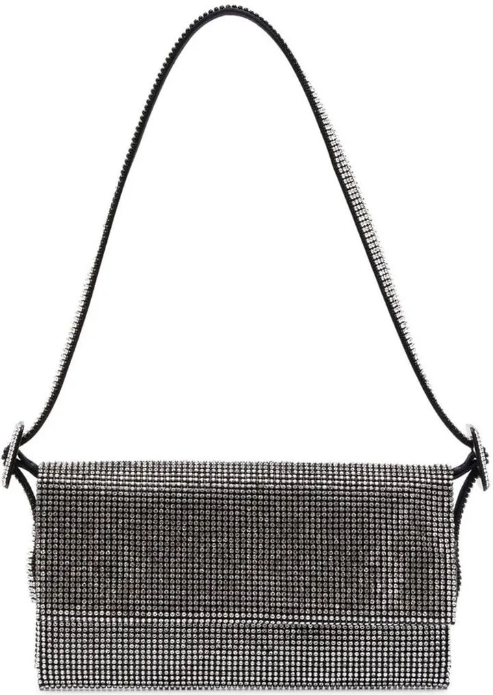 Crystal-Embellished Foldover Shoulder Bag
