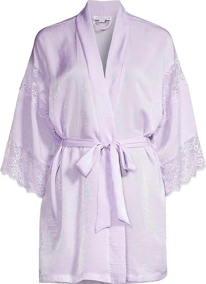 Violet Lace Detail Wrap Robe