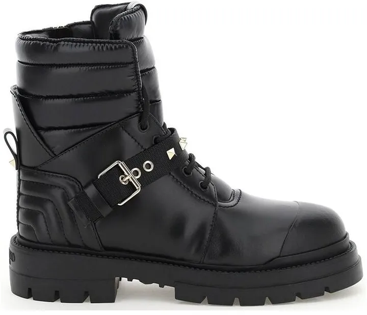 Valentino Garavani Rockstud Strapped Combat Boots