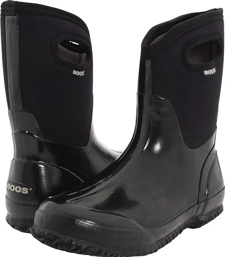 Bogs Classic Mid Handle (Black Shiny) Women's Waterproof Boots