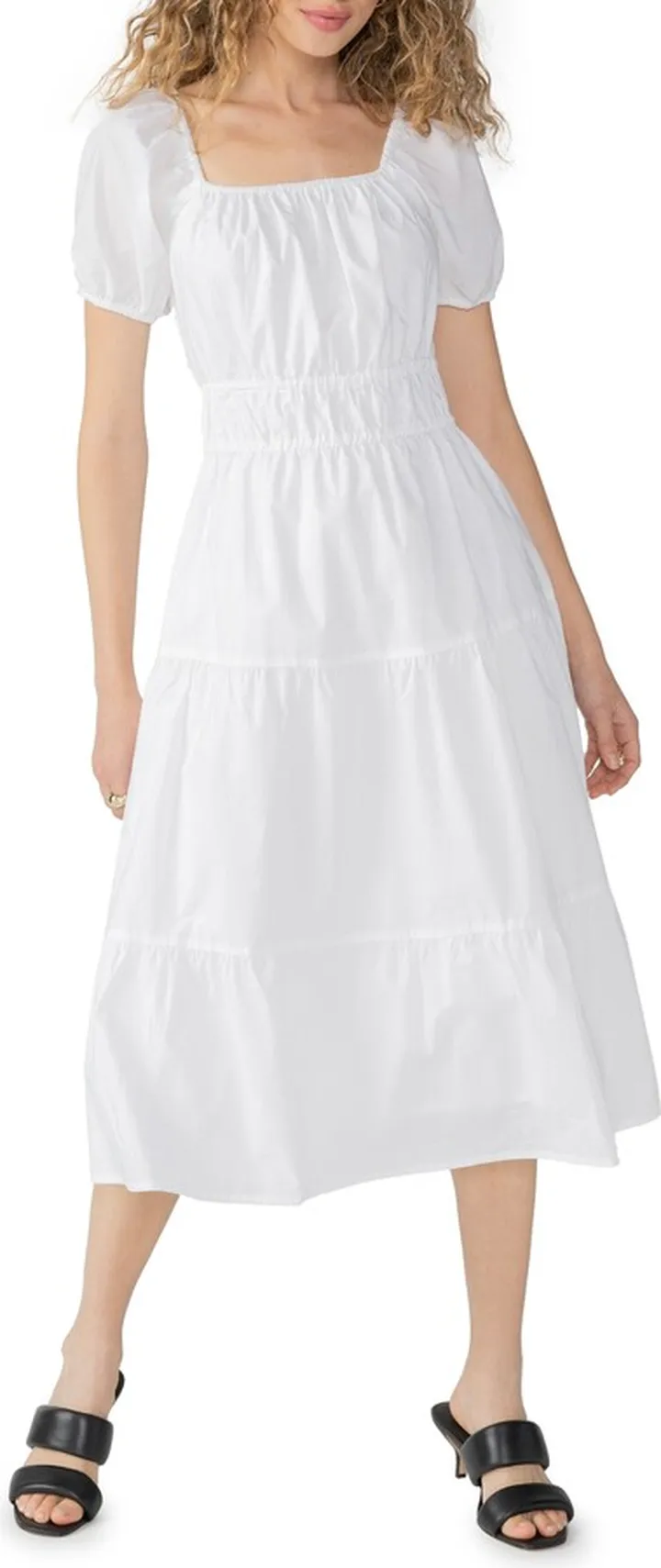 Tiered Cotton Midi Dress