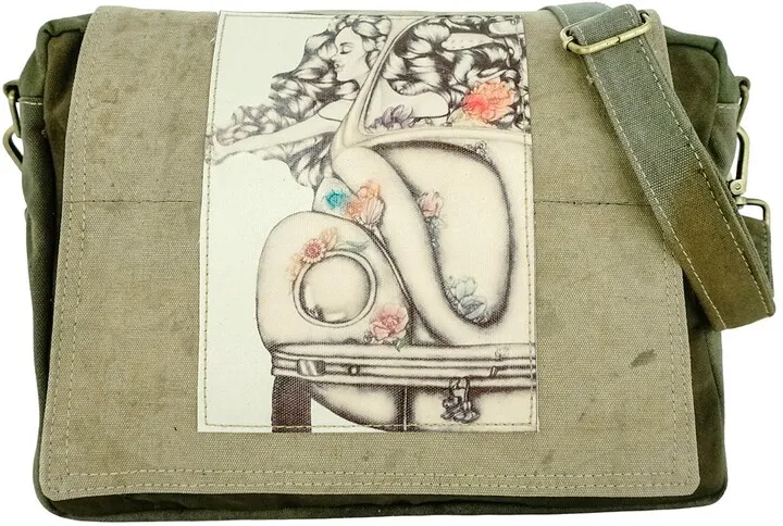 Leather Trimmed Messenger Bag