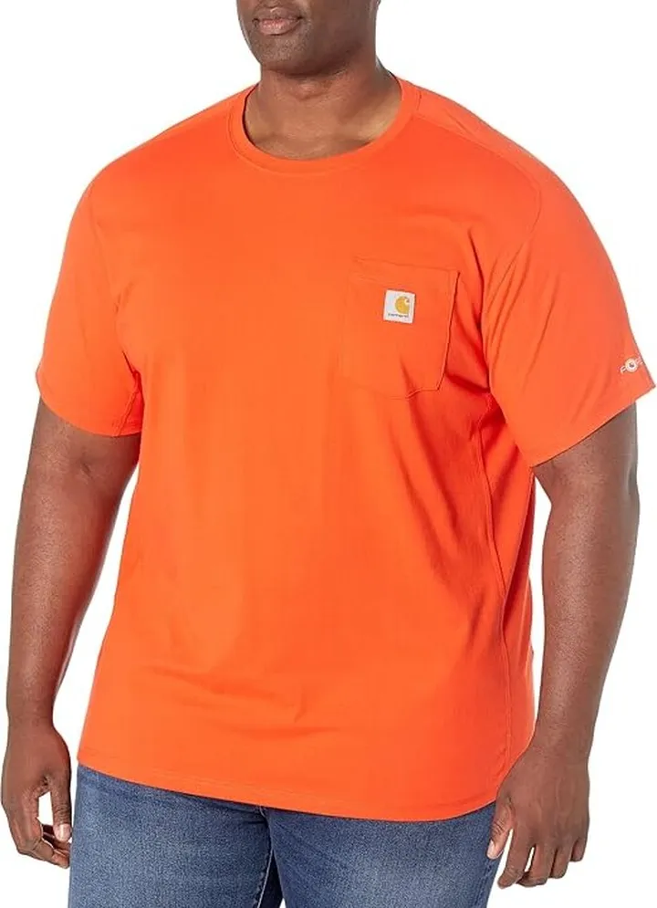 Carhartt Force Relaxed Fit Midweight Short Sleeve Pocket Tee (Cherry Tomato) Men's Clothing