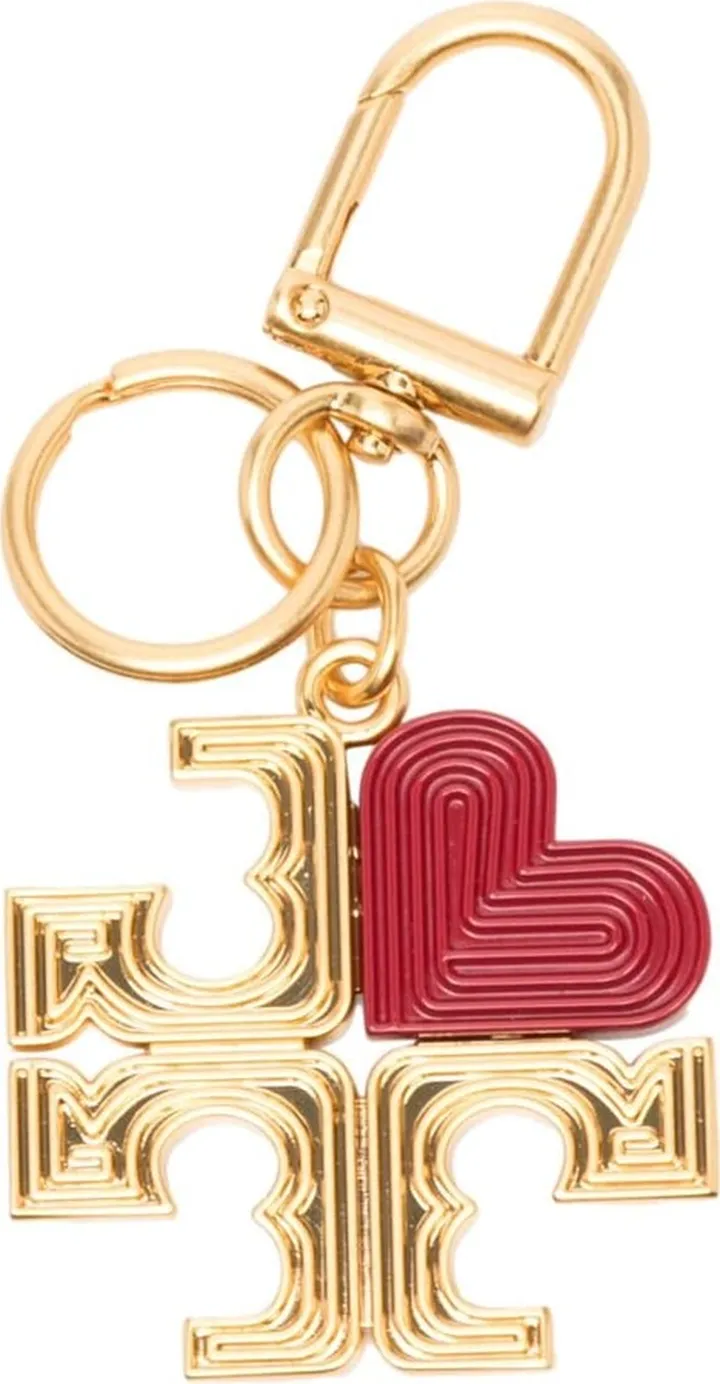Heart logo-plaque key chain
