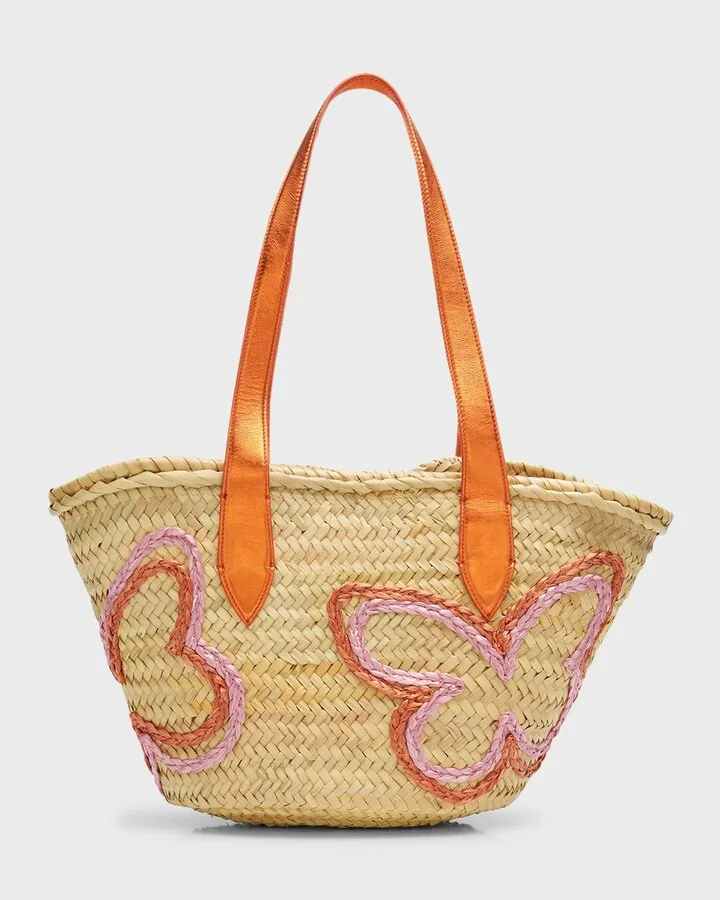 Taya Butterfly Raffia Tote Bag