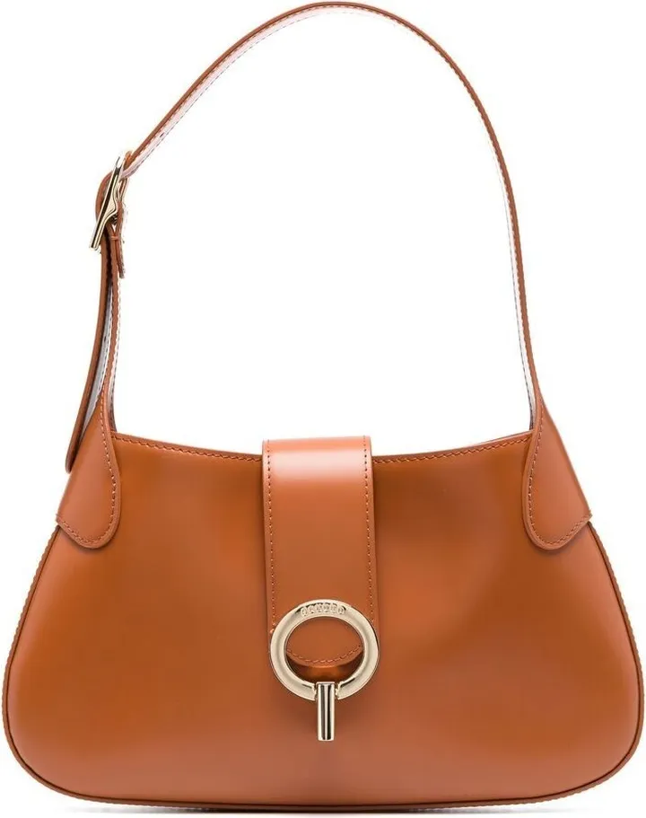 Engraved-Logo Leather Tote Bag