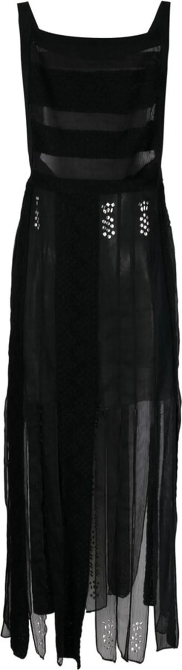 Sheer-Panel Pleated Dress