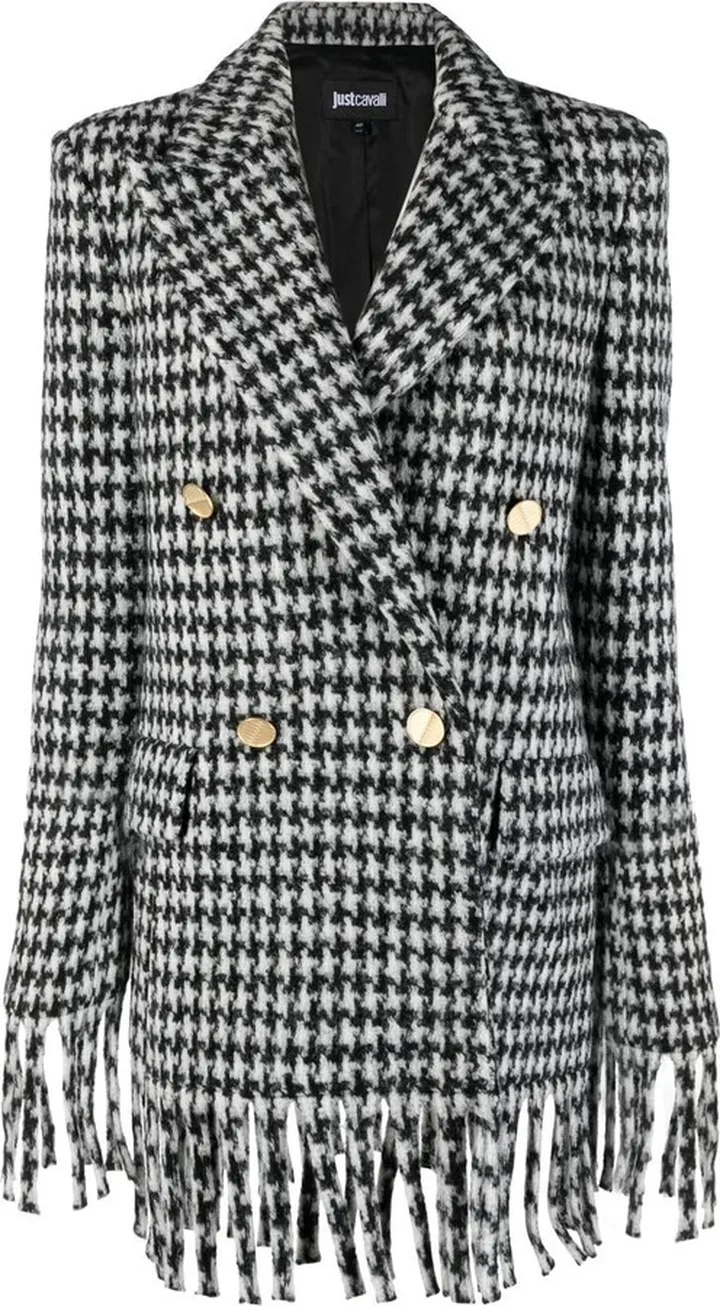 Houndstooth Double-Breasted Coat
