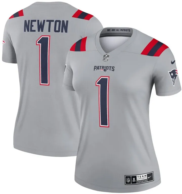 Women's Nike Cam Newton Gray New England Patriots Inverted Legend Jersey