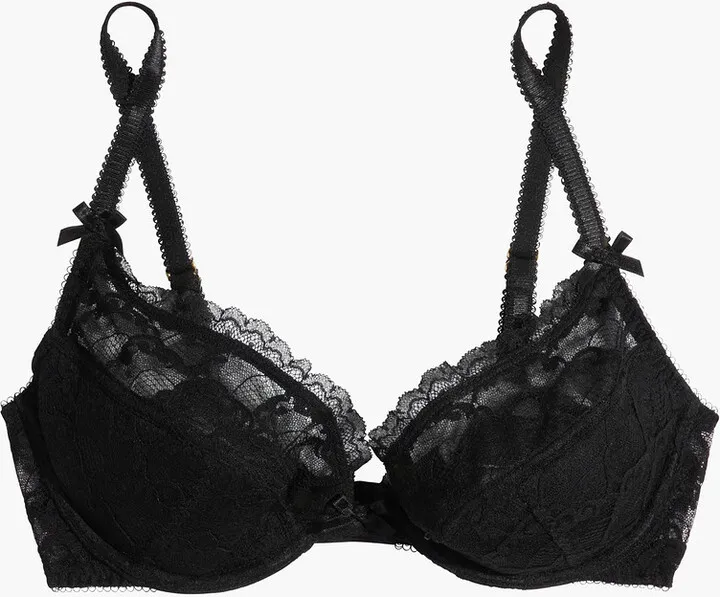 Anna bow-embellished Leavers lace bra