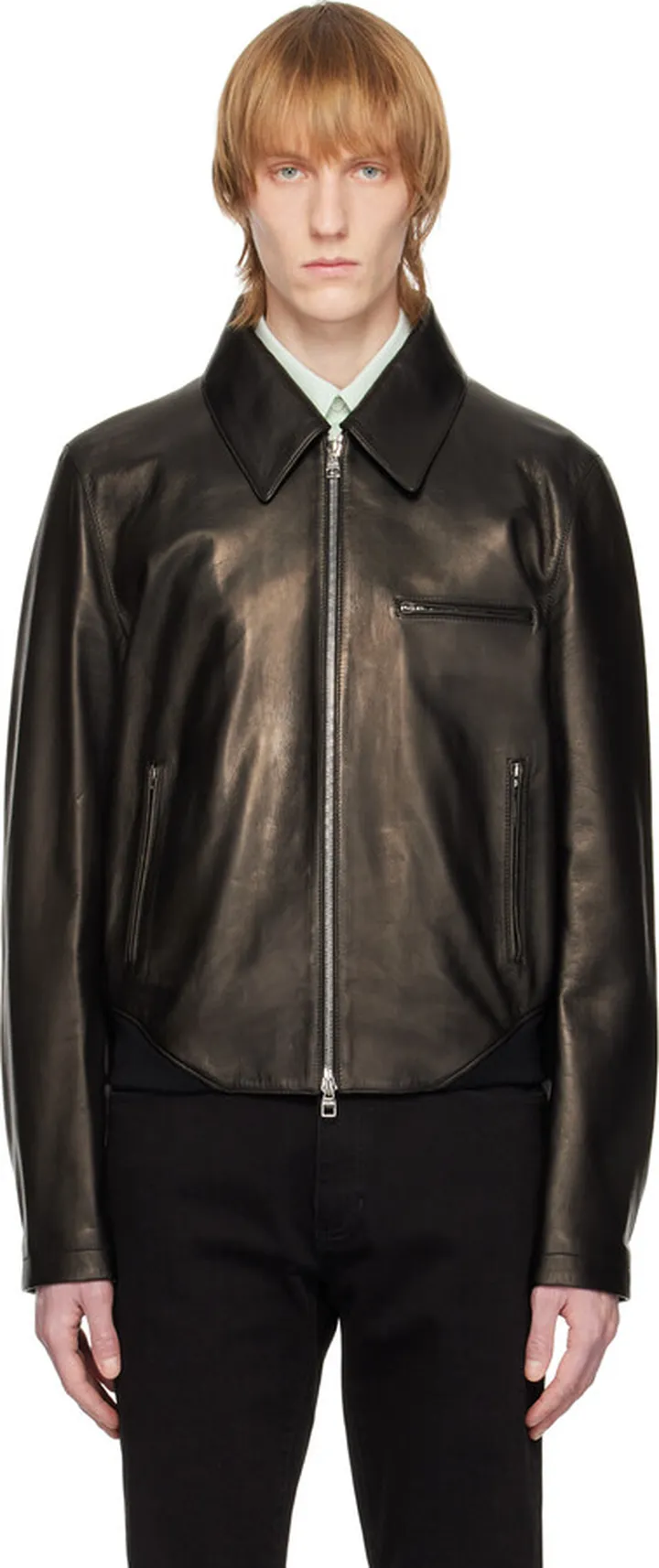 Alexander McQueen Black Zip-Up Leather Jacket