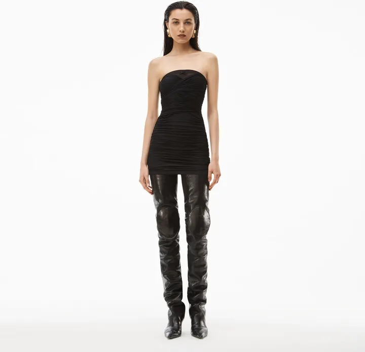 Alexander Wang Women's Ruched Tube Dress In Stretch Jersey Black
