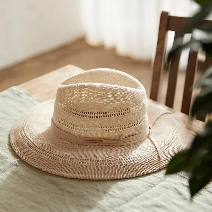Vented Crown Sun Hat with Faux Suede Trim