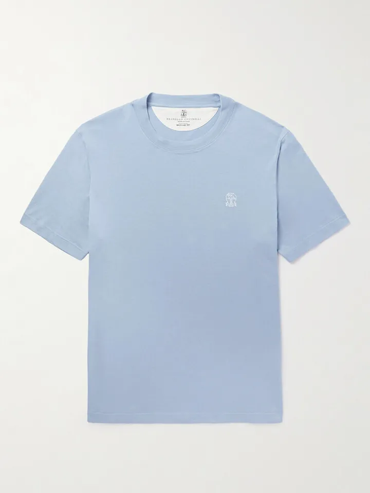 Logo-Print Cotton and Linen-Blend Jersey T-Shirt