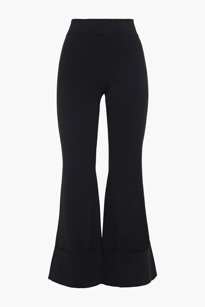 Stretch-knit kick-flare pants
