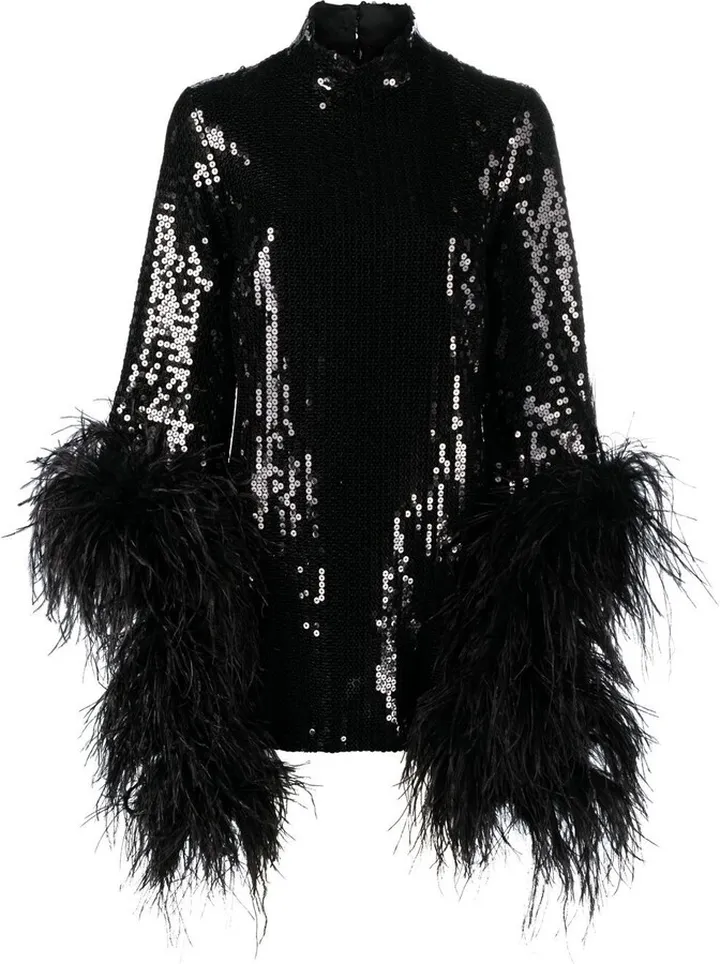 Disco sequins-feather mini-dress