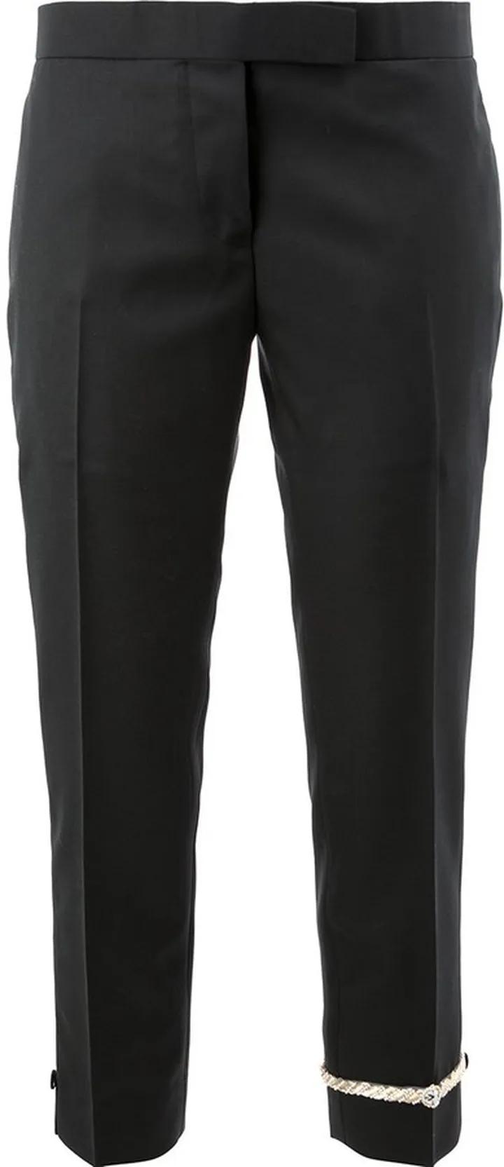 Embroidered Ankle Cropped Trousers
