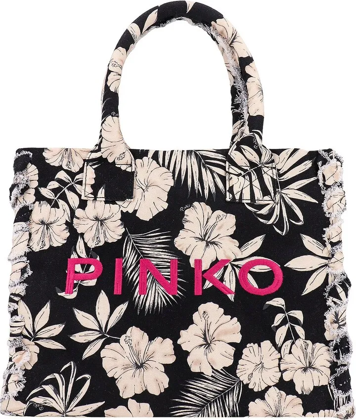 Canvas shoukder bag with embroidered logo