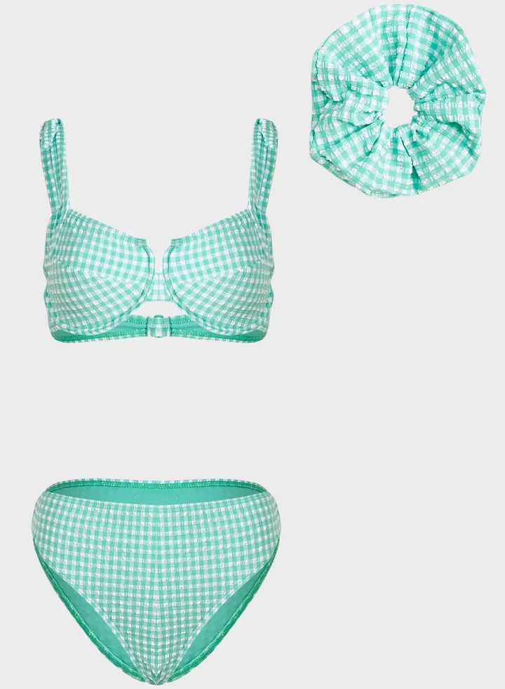 Checked Bikini Set