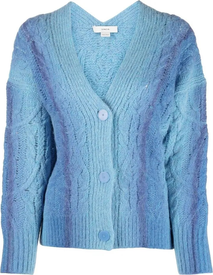 cable knit V-neck cardigan