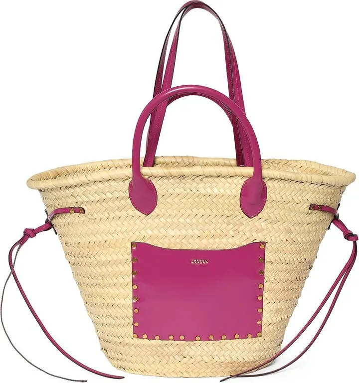 Cadix straw & leather tote bag