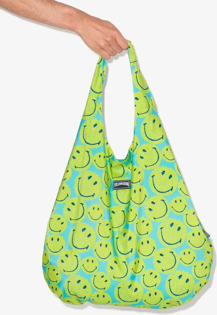 X Smiley Blue Turtles Beach Bag