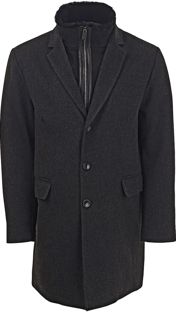 Wool Coat with Shearling Lamb