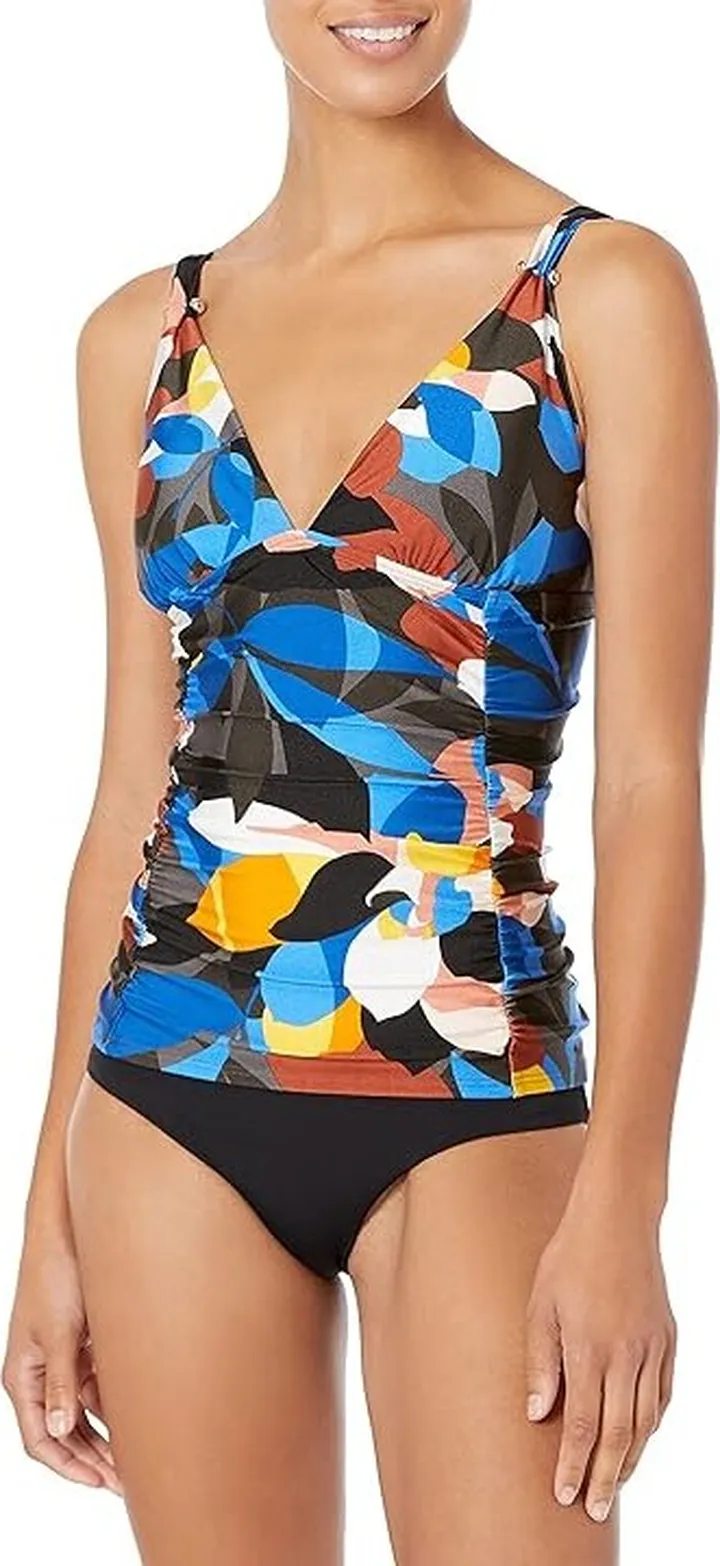 Calvin Klein Women's Standard Barbell Tankini Top (Nectar Multi) Women's Swimwear