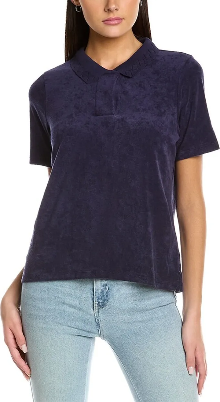 Goldie Pointelle Collar Polo Shirt