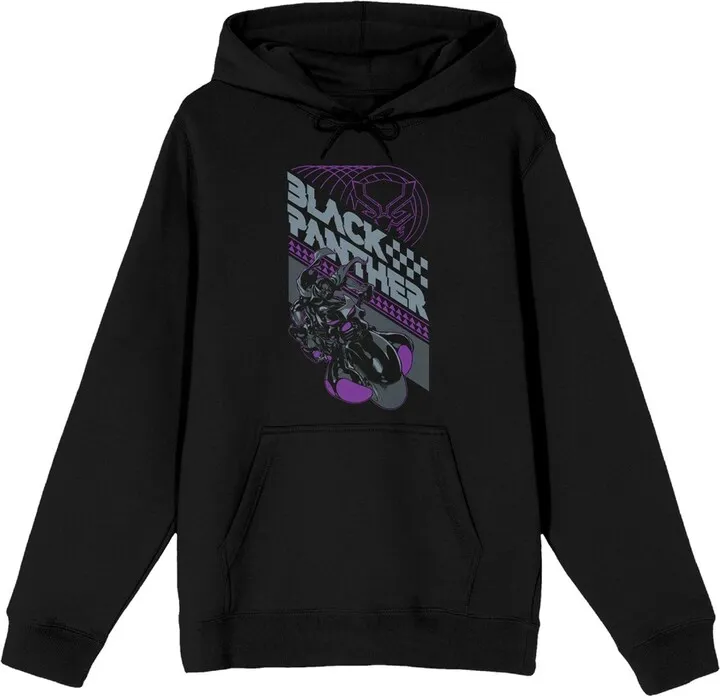 Marvel Universe Black Panther Men's Black Graphic Hoodie-Small