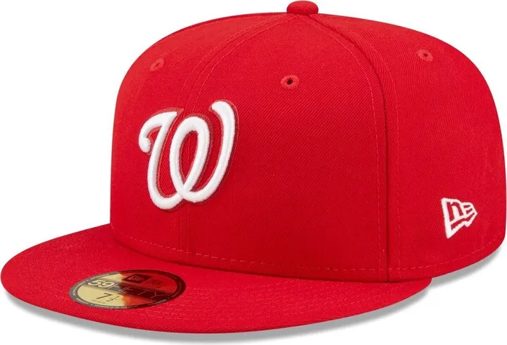 Men's New Era Red Washington Nationals Logo White 59FIFTY Fitted Hat