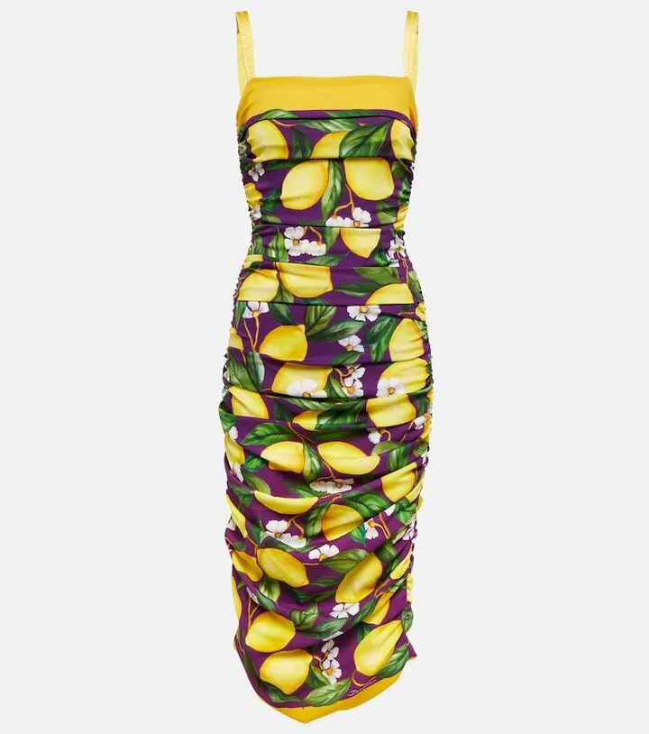 Printed silk-blend midi dress