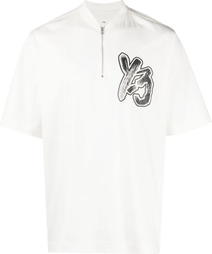 zipped logo-print T-shirt