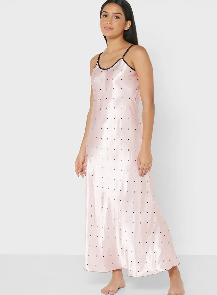 Polka Dot Satin Night Wear