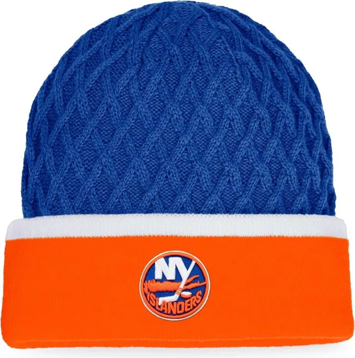 Men's Fanatics Branded Royal and Orange New York Islanders Iconic Striped Cuffed Knit Hat