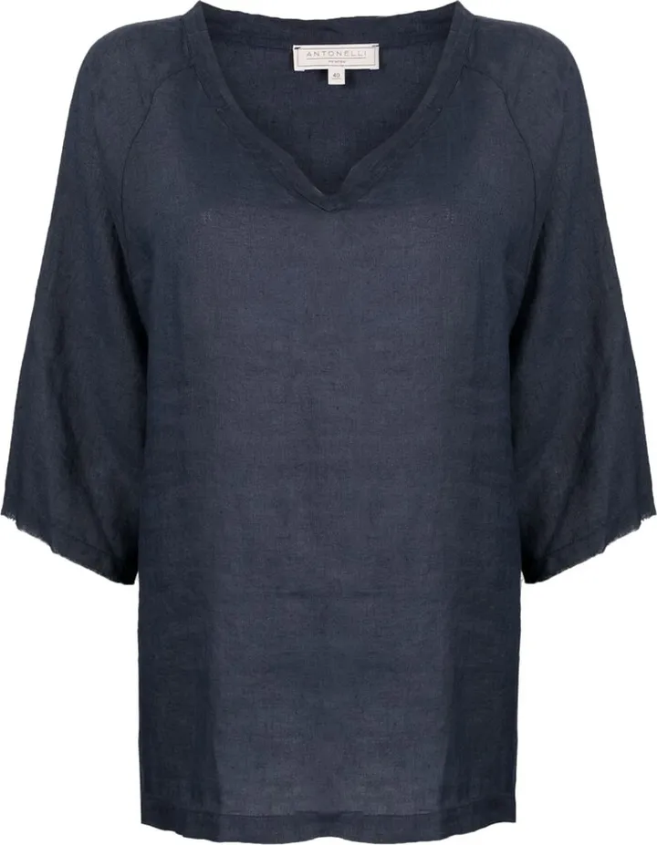 V-neck linen tunic top