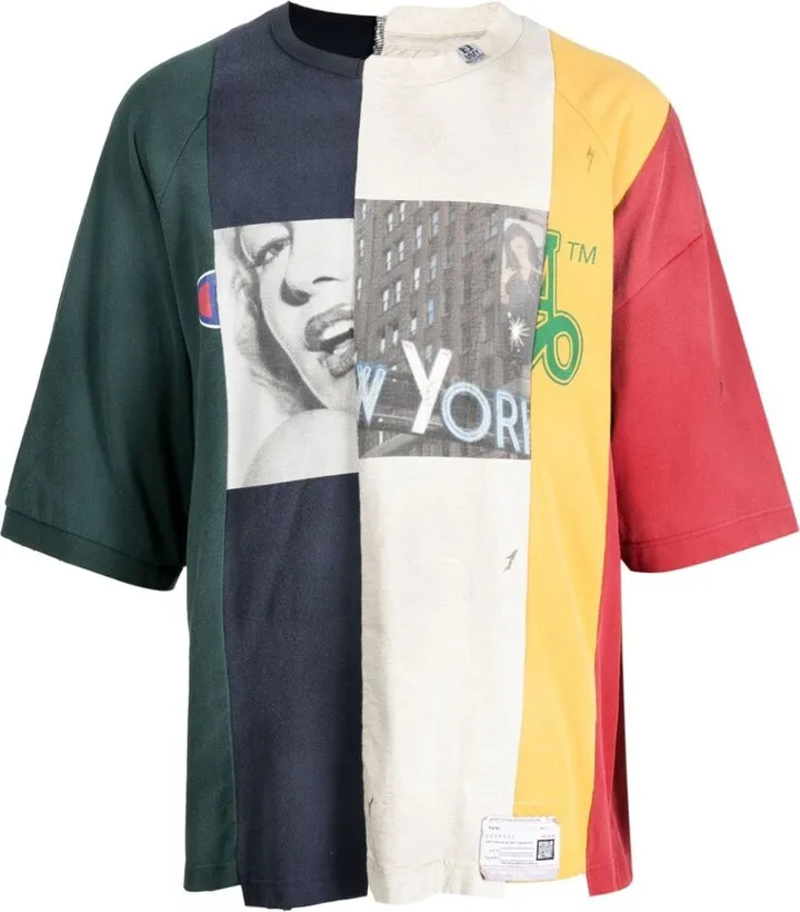 colour-block panelled cotton T-shirt