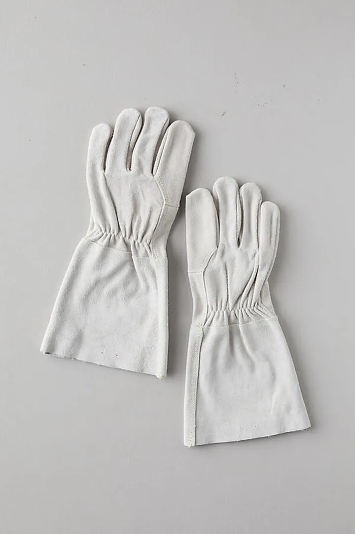 Suede Gauntelt Garden Gloves White