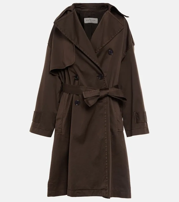 Double-breasted cotton trench coat