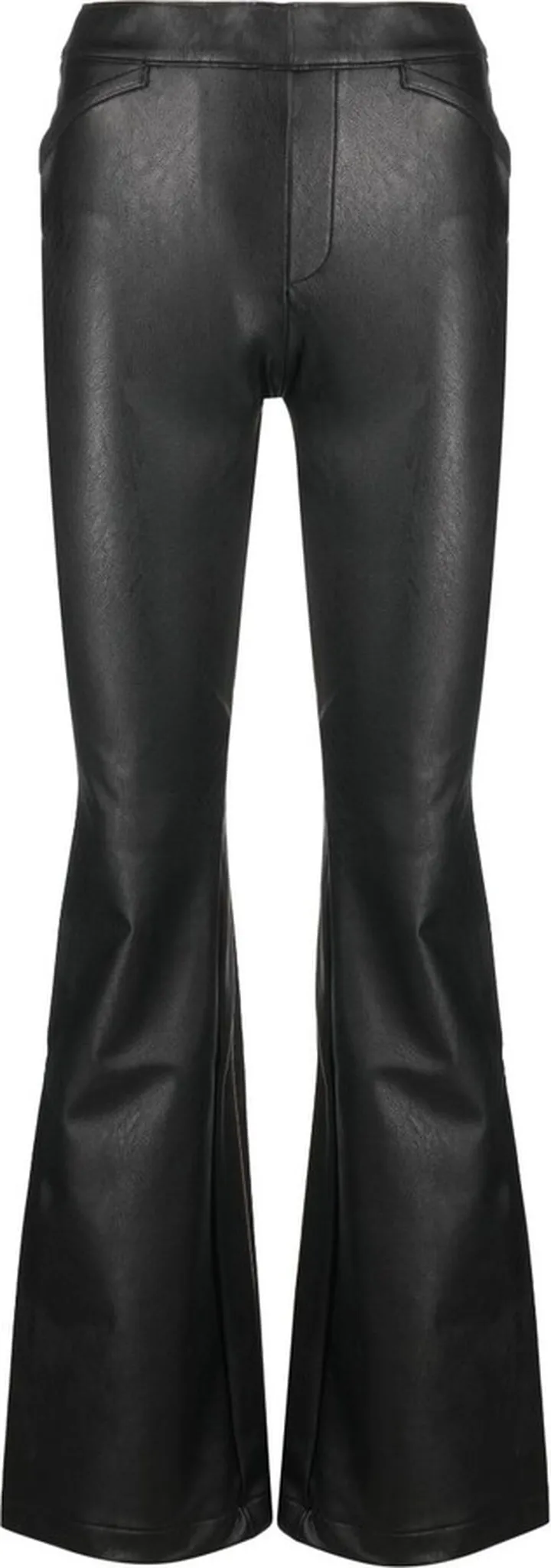 Black Faux Leather Flared Trousers