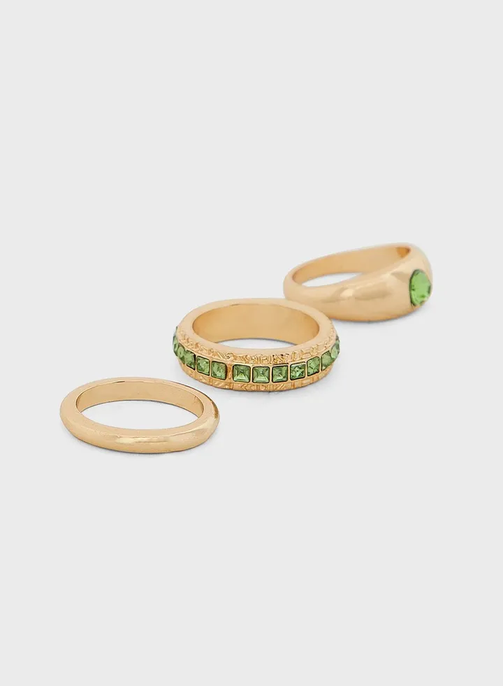 3 Pack Stone Ring Set