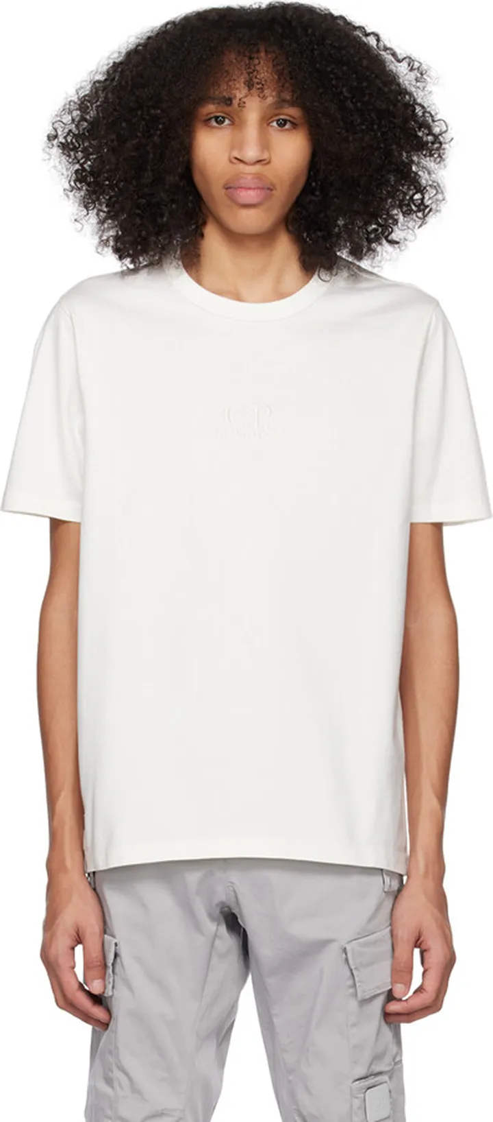 C.P. Company White Embroidered T-Shirt