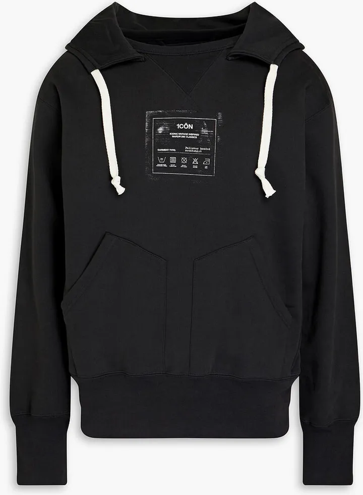 Printed French cotton-terry hoodie