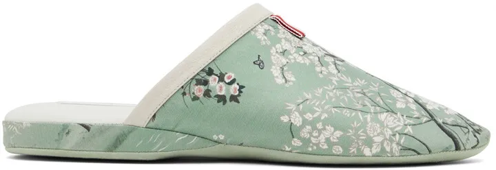 Thom Browne Green Silk Slippers