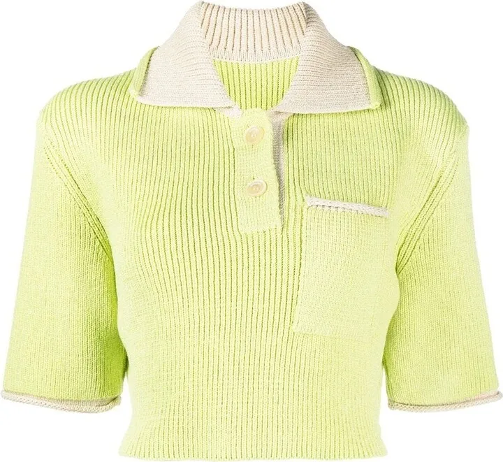 Le polo ribbed knit top