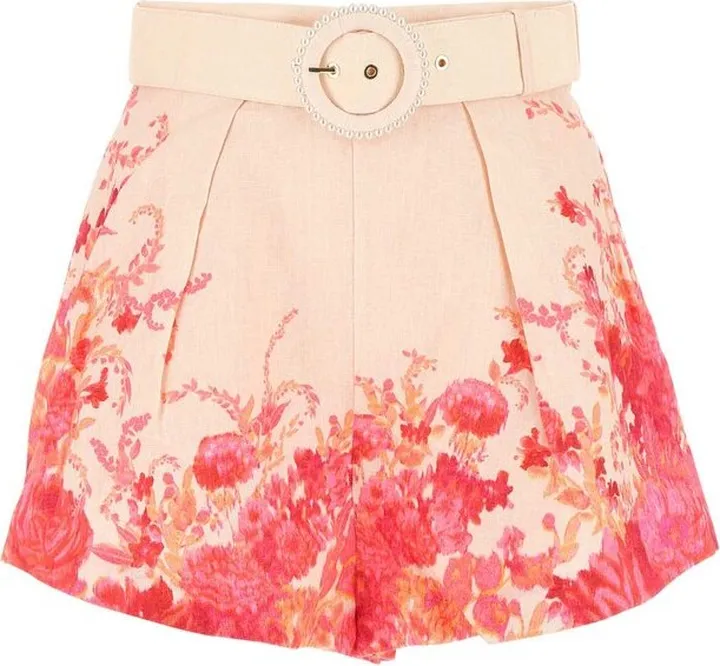 Zimmermann High Tide Belted Tuck Shorts
