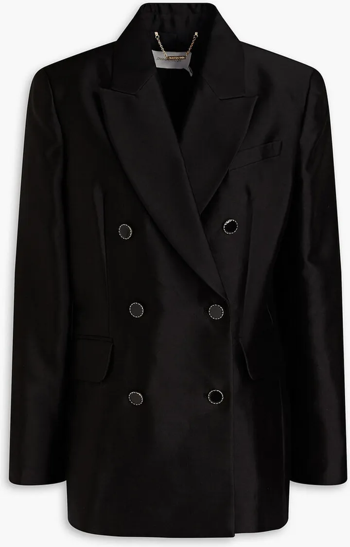 Double-breasted wool and silk-blend blazer