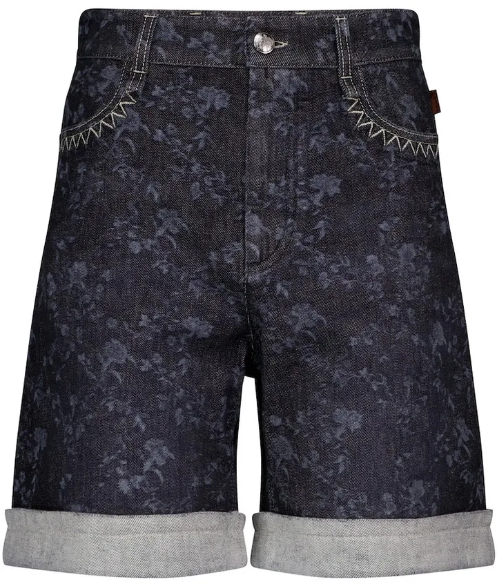 High-rise denim Bermuda shorts