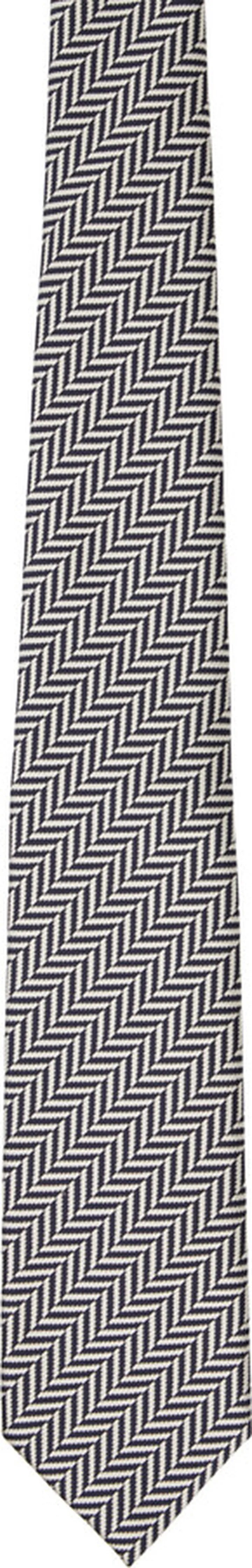 TOM FORD Navy & White Herringbone Tie