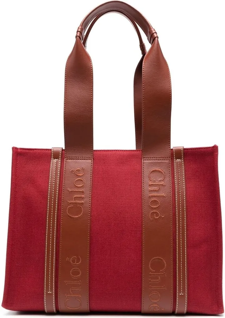 Linen Embroidered-Logo Tote Bag